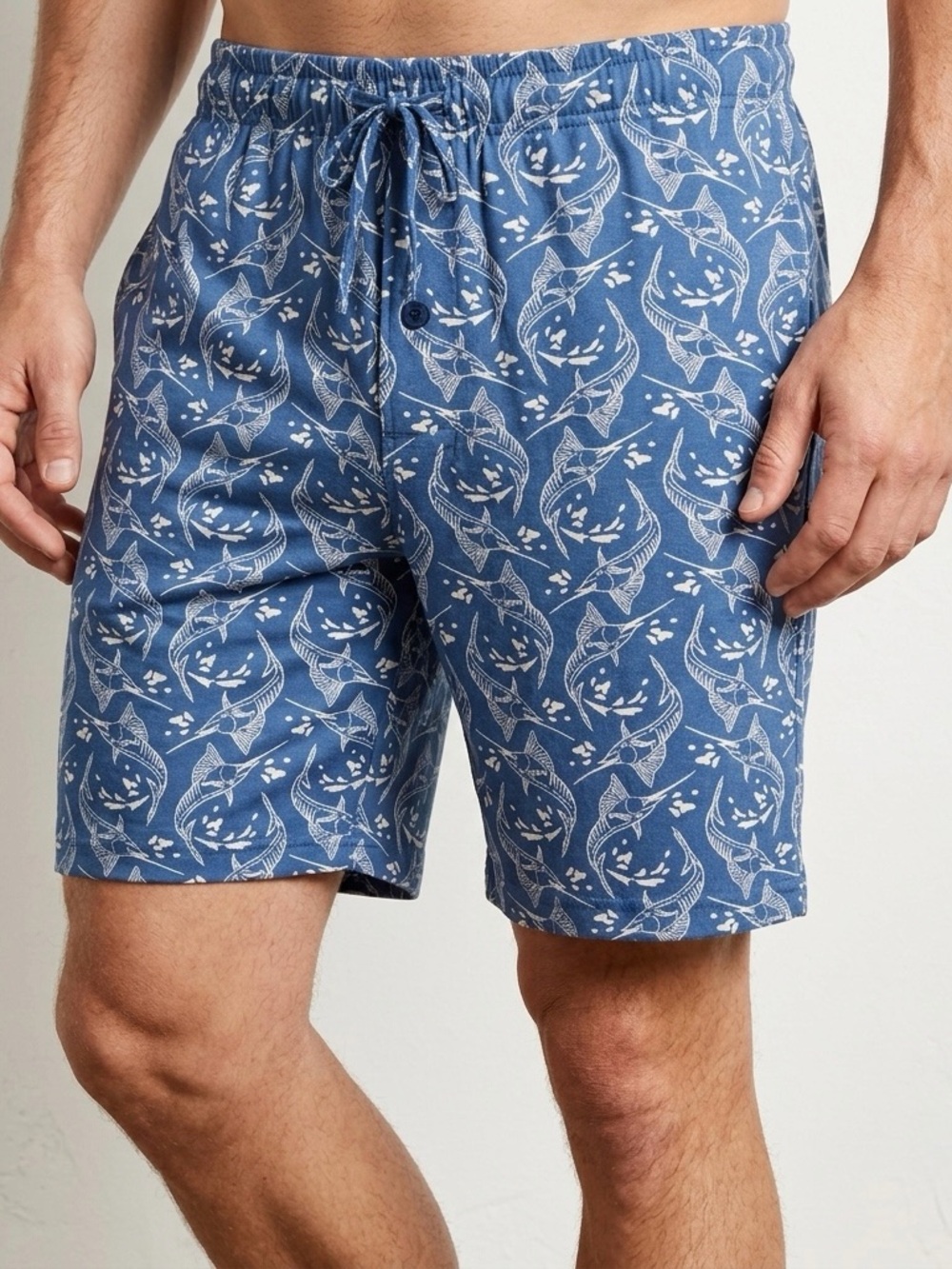 NWT PRESWICK & MOORE Mens Blue & White Marlins Print Pajama Bottoms Size Medium